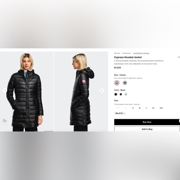 Women's Black Canada Goose Hooded Jacket - Picture 10 of 10